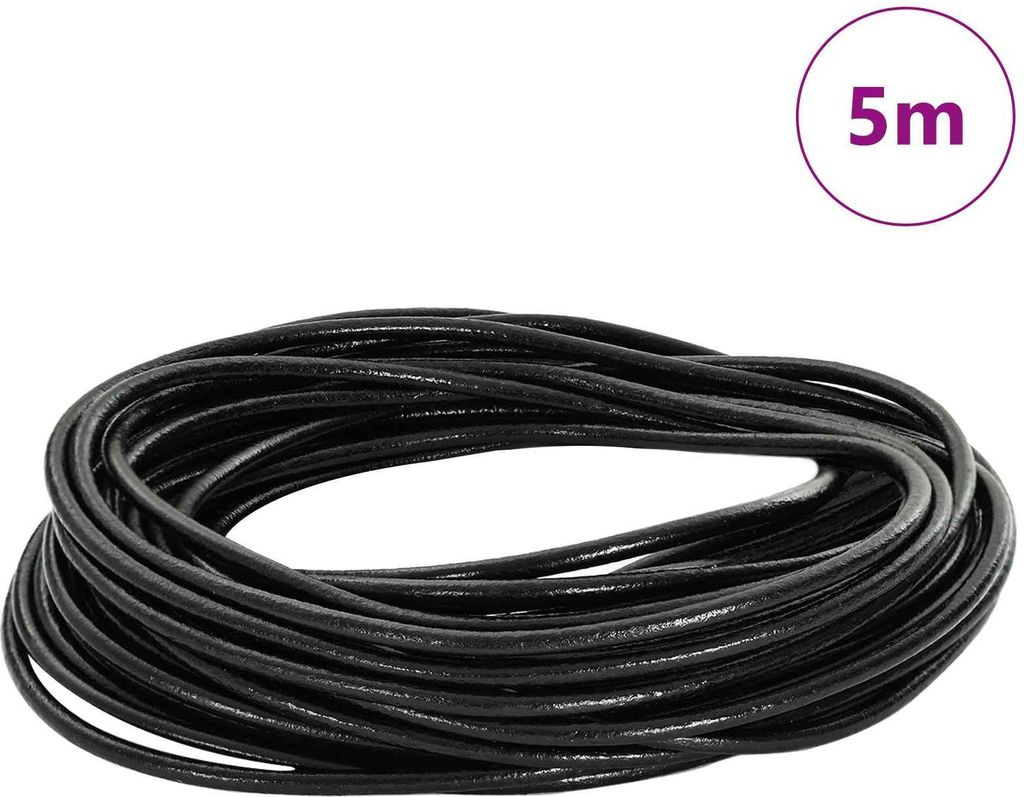 vidaXL Leder Schnur Schwarz Ø3 mm x 5 m Leder