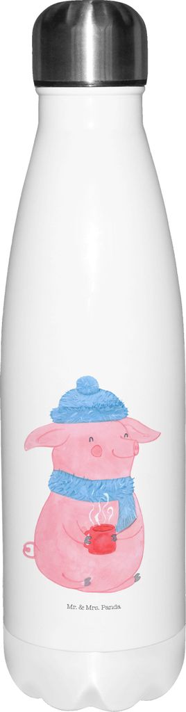 Mr. & Mrs. Panda Thermos Schwein Glühwein - Weiß - Geschenk, trinkflaschen, Trinkflasche, Nikolaus, Thermosflasche, Weihnachtsmarkt, Punsch, ther...