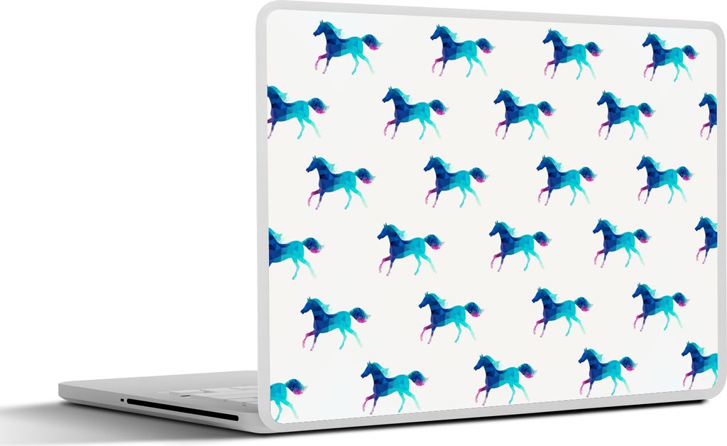 MuchoWow Laptop Aufkleber Sticker Cover Mädchen - Pferde - Kristall - Muster - Mädchen - Blau - Kinder - Kind 30x22 cm - Laptop-Sticker