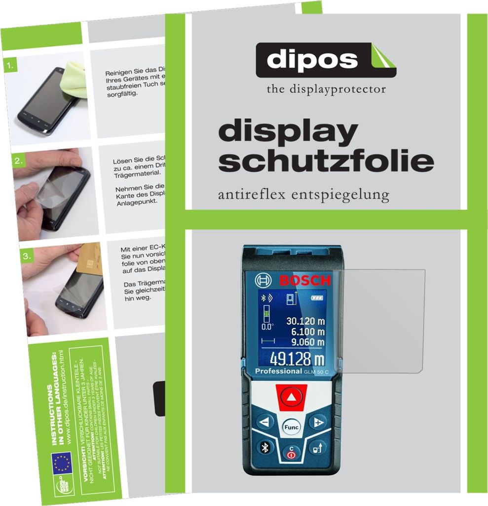 3x Schutzfolie für Bosch Professional GLM 50 C matt Displayschutzfolie Folie Display Schutz dipos