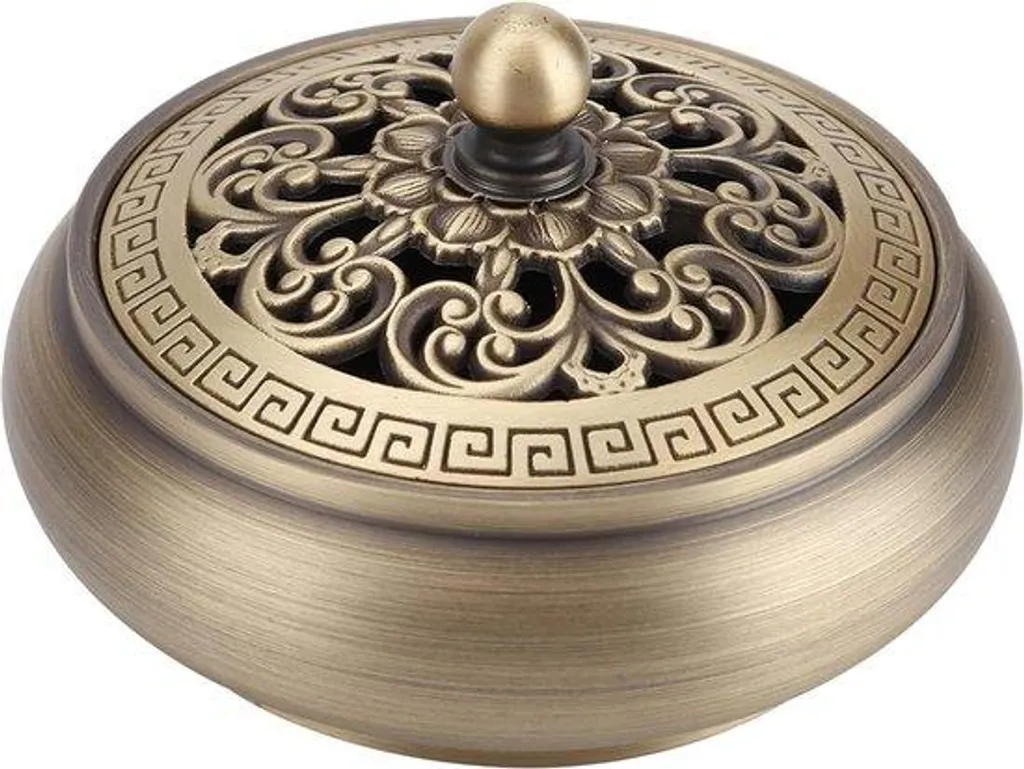 Brûleur d'encens en cuivre sculpté à la main - Objet d'artisanat 12cm