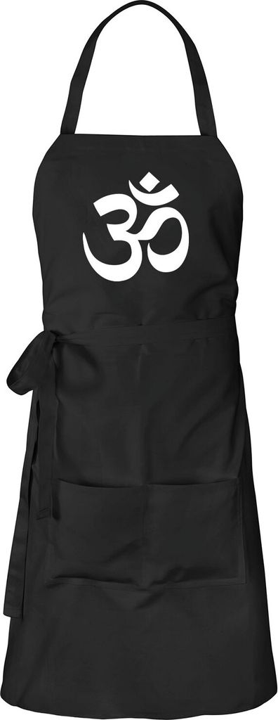Huuraa Schürze Om Symbol Schwarz mit Taschen Baumwolle Kochschürze Geschenkidee