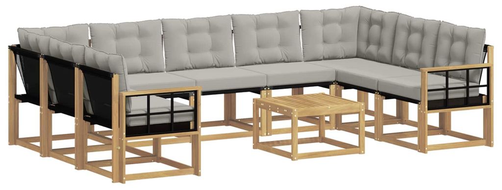 vidaXL Outdoor-Sofagarnitur mit Kissen 10 pcs Weiß und Hellgrau