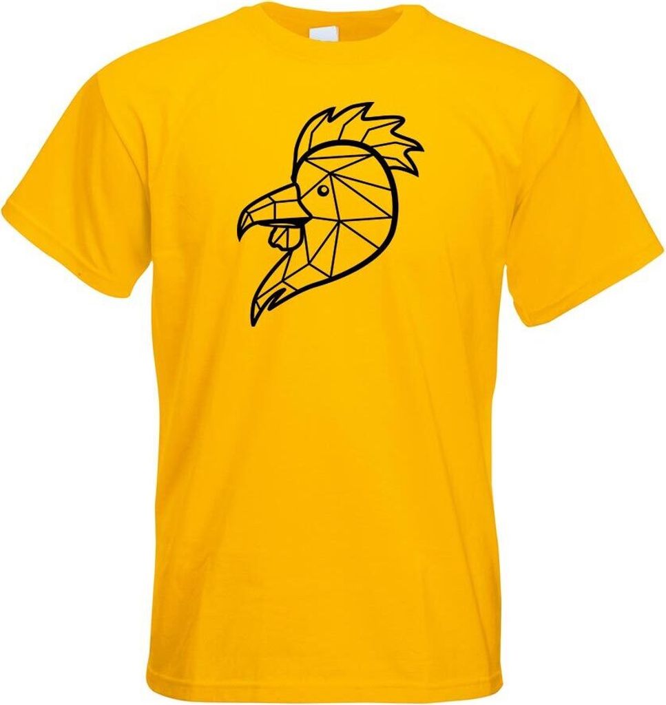 Kiwistar - T-Shirt - gelb - Polygon Hahn Gockel Tier Art Herren Funshirt Bedruckt Design Sprüche Spruch Motive - mit Motiv Bedruckt - Funshirt Des...