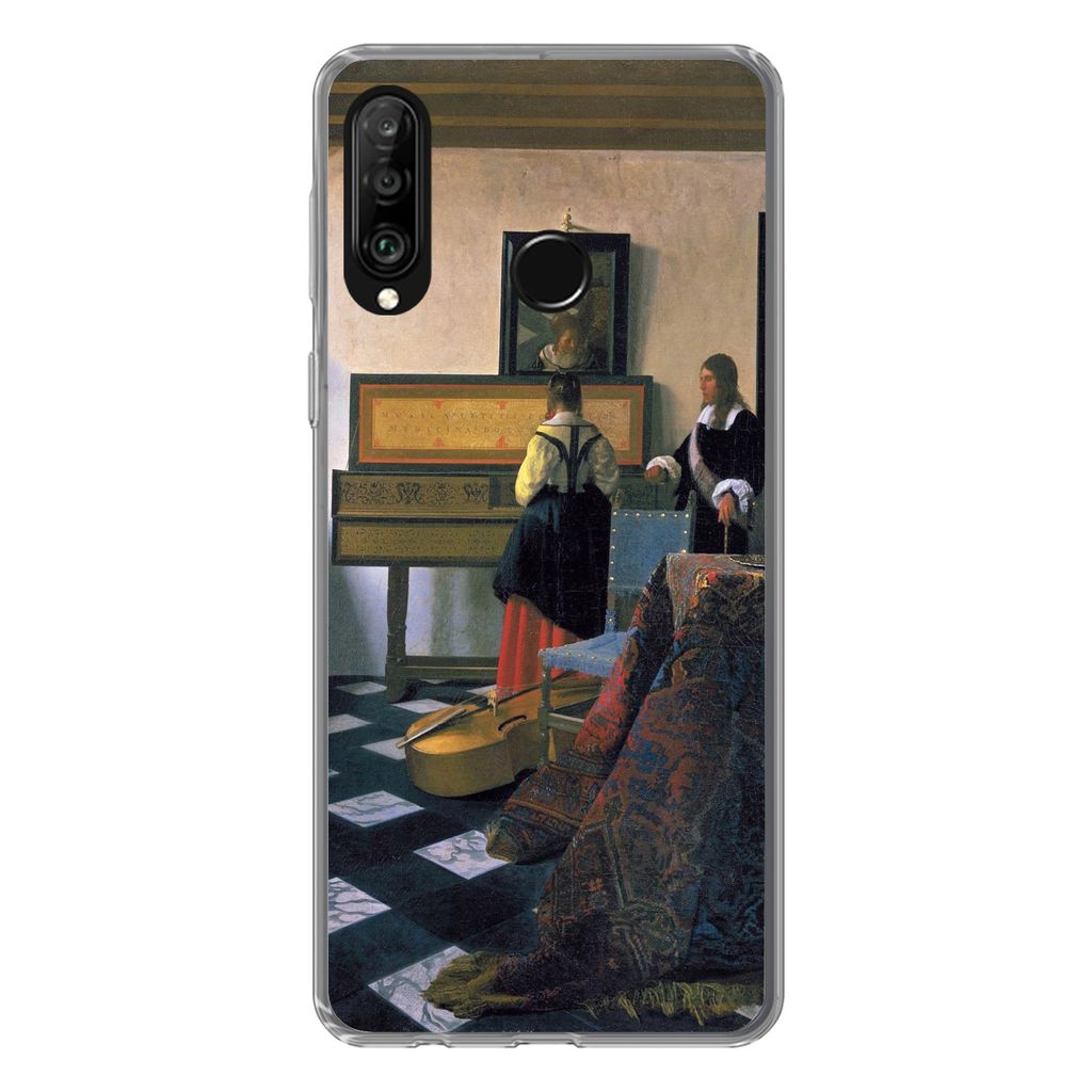 MuchoWow Handyhülle Schutzhülle Hülle für Huawei P30 Lite Die Musikstunde - Johannes Vermeer Silikon Softcase Handy Hülle - Handyhülle