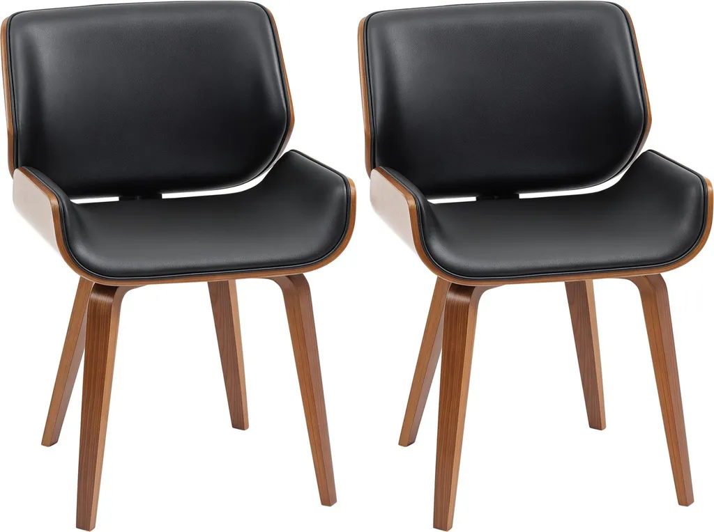 Chaise salle à manger facile entretien lot de 2 vintage noire et bois