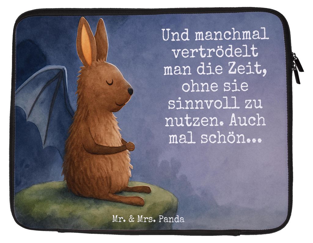 Mr. & Mrs. Panda Computertasche Fledermaus Sitzen Design 20 x 28 cm - Weiß - Geschenk, Motivation, Entspannen, Laptop Sleeve, Hülle, Lustige Spr...