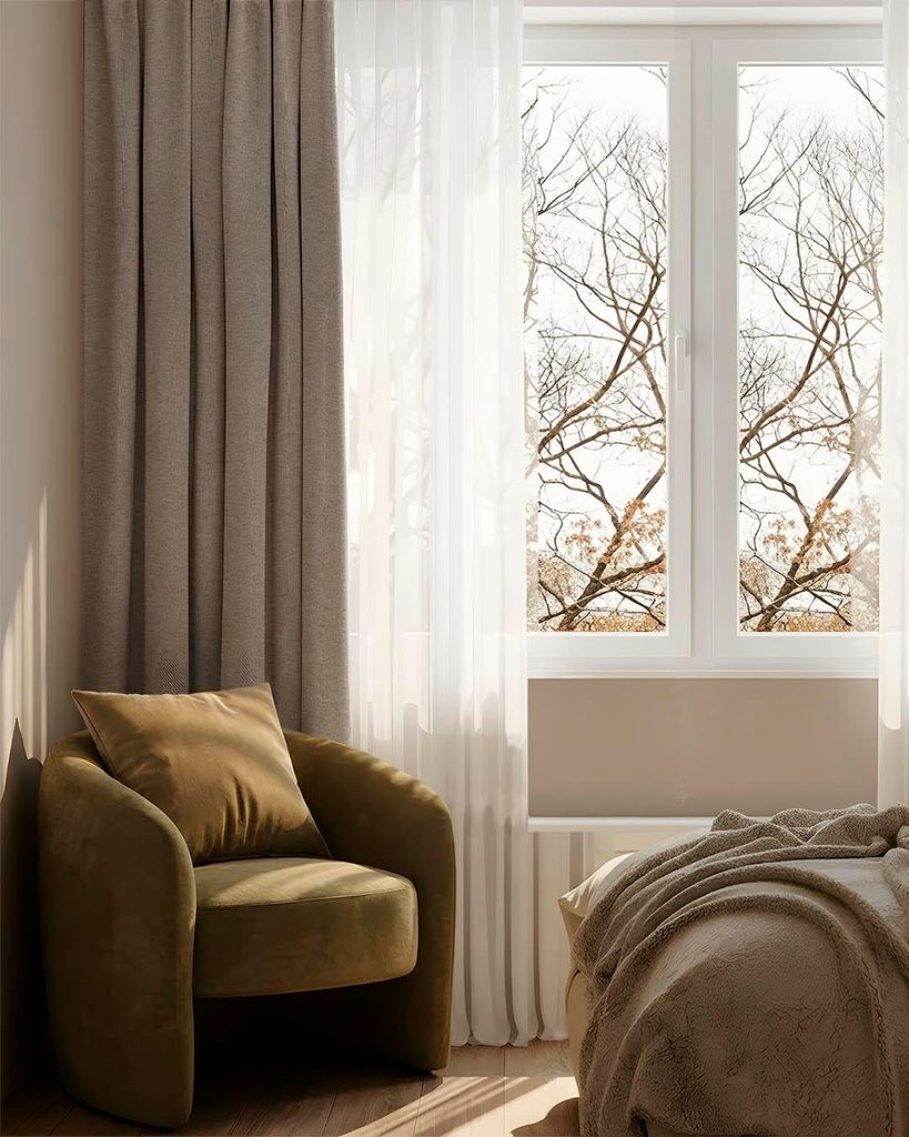 HOOMstyle 100 % grün HOOMstyle Kant und Klaar Gordijn Luna – 100 % grün – mit Ringen, Taupe / 140 x 270 cm