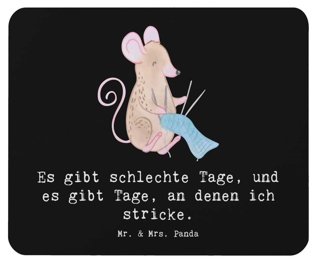 Mr. & Mrs. Panda Mauspad Maus Stricken - Schwarz - Geschenk, Mouse Pad, DIY, laptop, Mousepad, pc, notebook