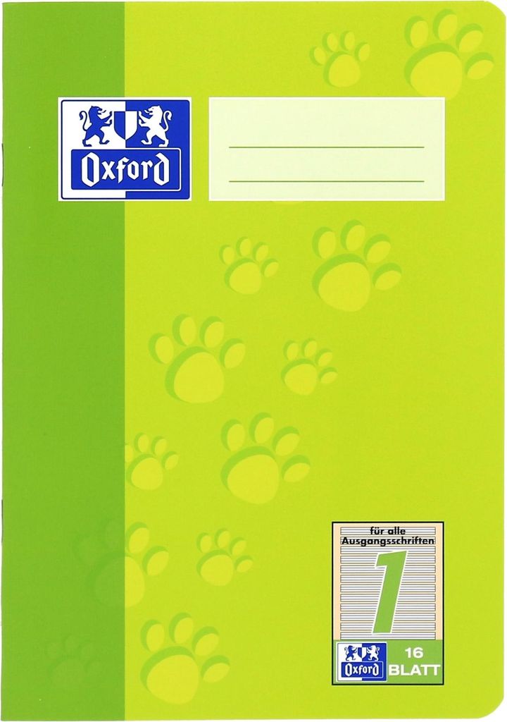 OXFORD Schule Schulheft A5, 16 Blatt, Lineatur 1, Optik Paper