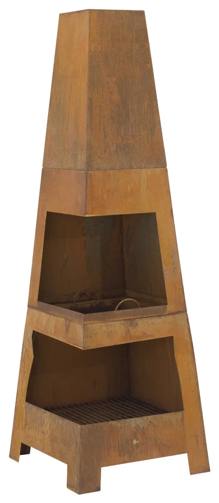 Brasero de terrasse Bastin foyer extérieur en métal aspect rouille 60cm