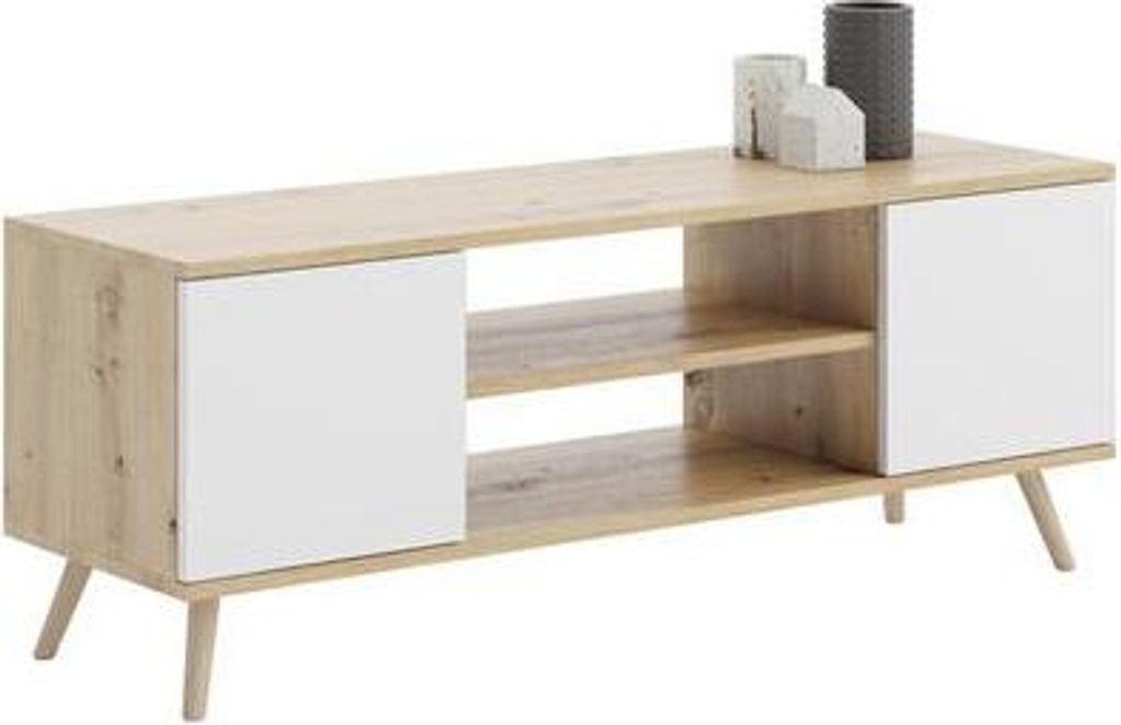 Mobile TV Focus 135 cm in rovere Artisan bianco – piano in Immagine del prodotto 