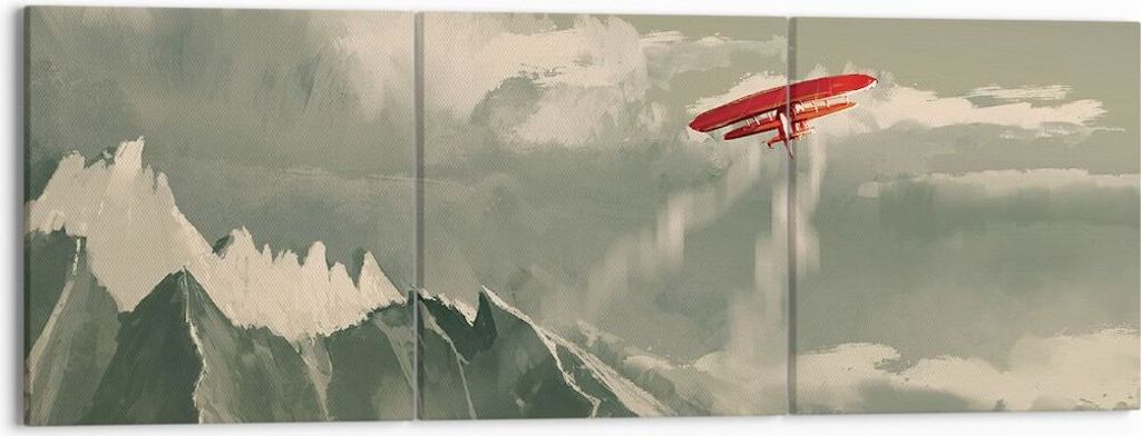 Bild auf Leinwand - Leinwandbild - 3 Teile - Rot Flugzeug Produktbild 