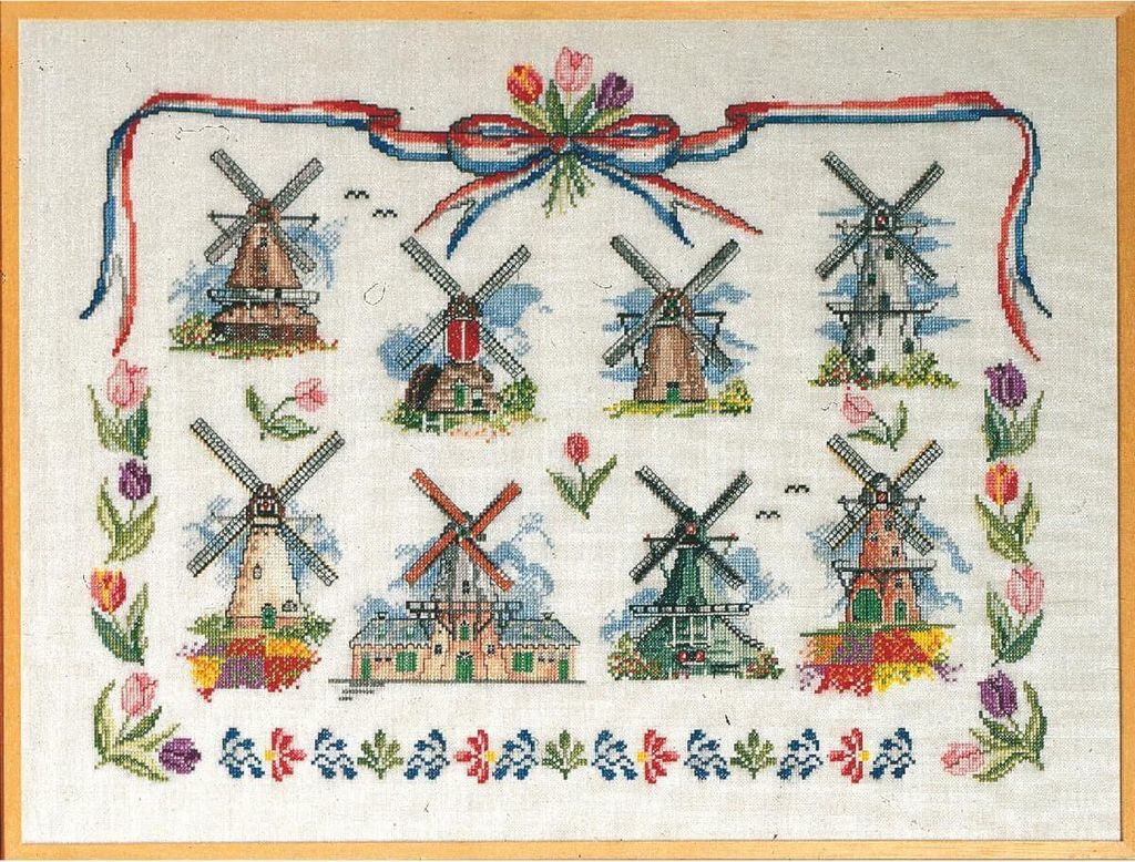 Permin Kreuzstich Stickpackung "Holländische Windmühlen", Zählmuster, 60x45cm, 70-0402