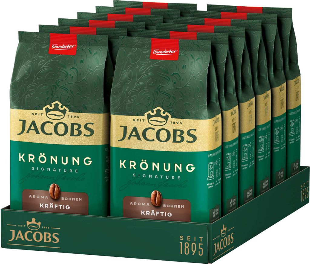 JACOBS Kaffeebohnen Krönung Aroma-Bohne kräftig ganze Produktbild 