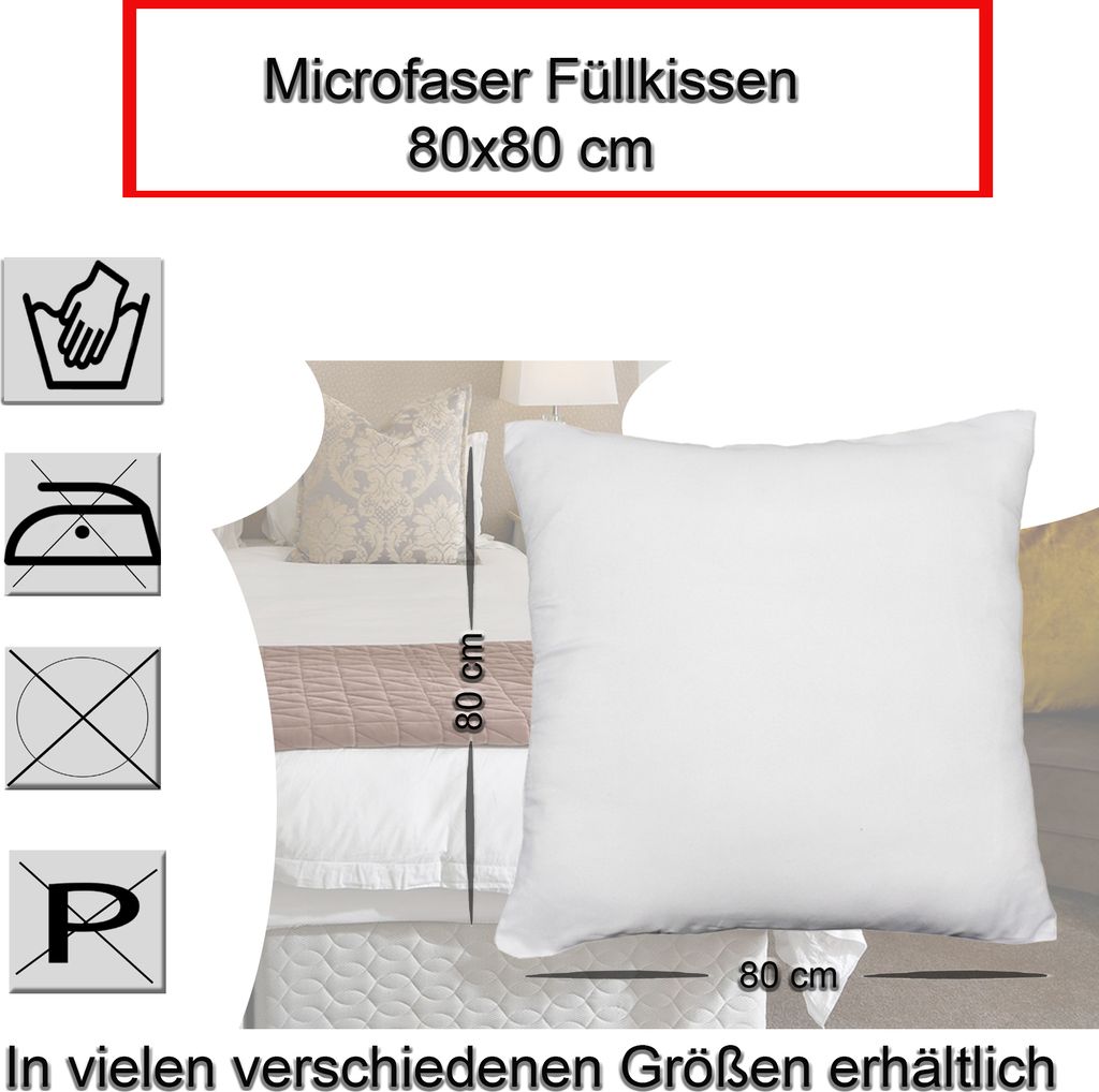 2er Pack 80x80 Füllkissen Microfaser Kissenfüllung Kopfkissen Dekokissen Sofakissen 700g