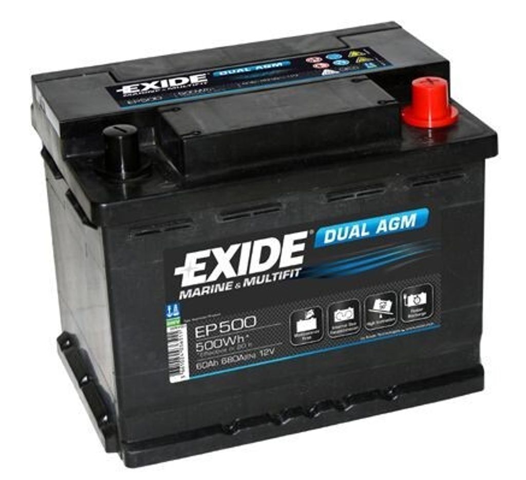 EXIDE Dual AGM Starterbatterie 12V 60Ah 680A/EN für Auto LKW Motorrad Batterie