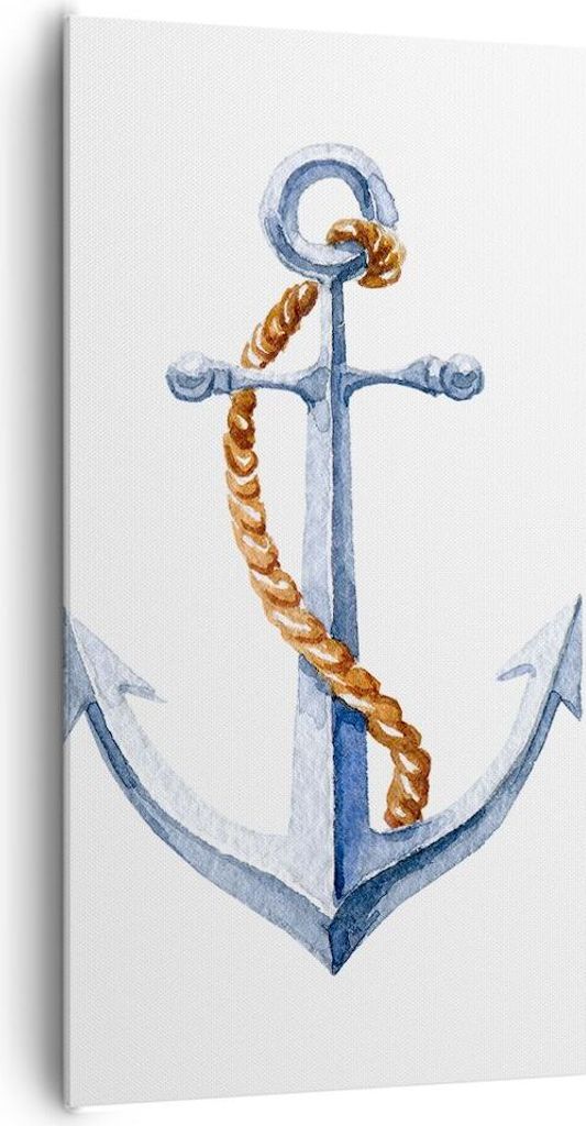Bild auf Leinwand - Leinwandbild - Anker Seil Segeln Meer - 65x120cm - Wand Bild - Wanddeko - Leinwanddruck - Bilder - Kunstdruck - Wanddekoration ...