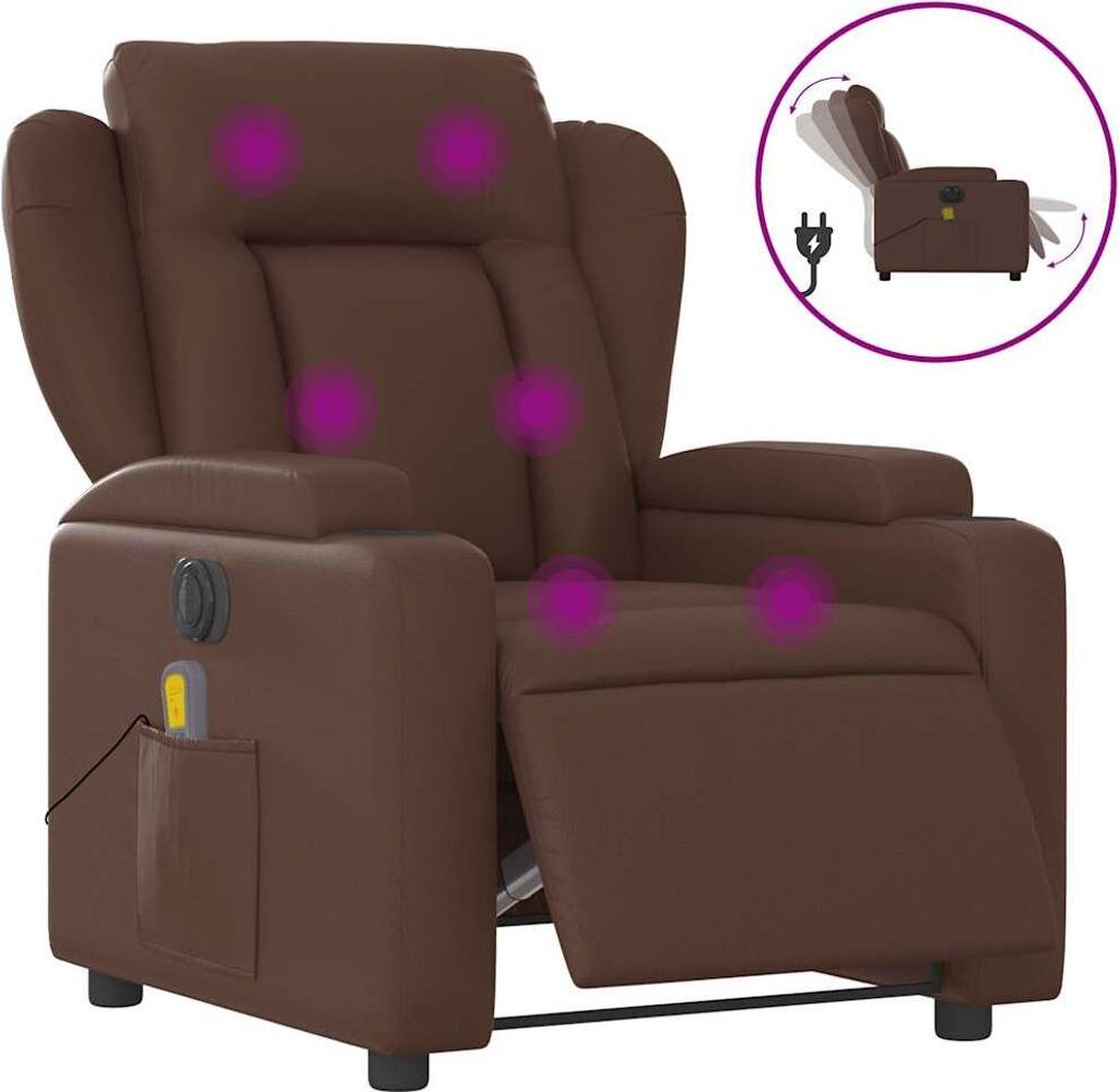 vidaXL Massagesessel Elektrisch Braun Kunstleder