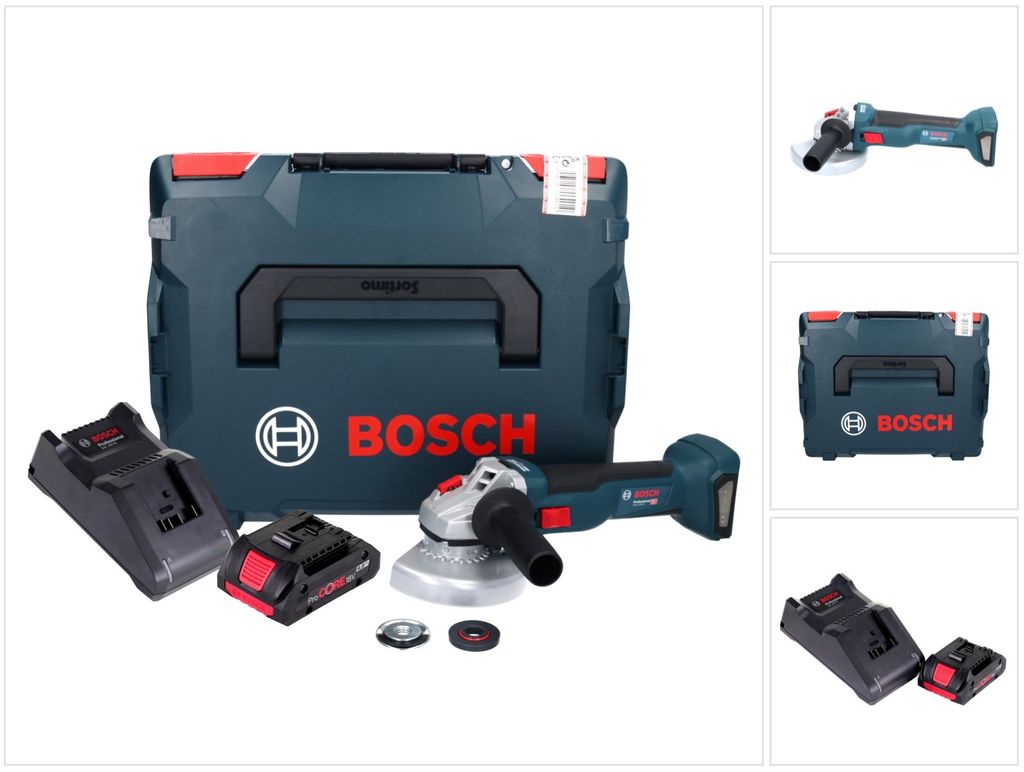 Bosch GWS 18V-10 Professional Akku Winkelschleifer 18 V 125 mm Brushless + 1x ProCORE Akku 4,0 Ah + Ladegerät + L-Boxx