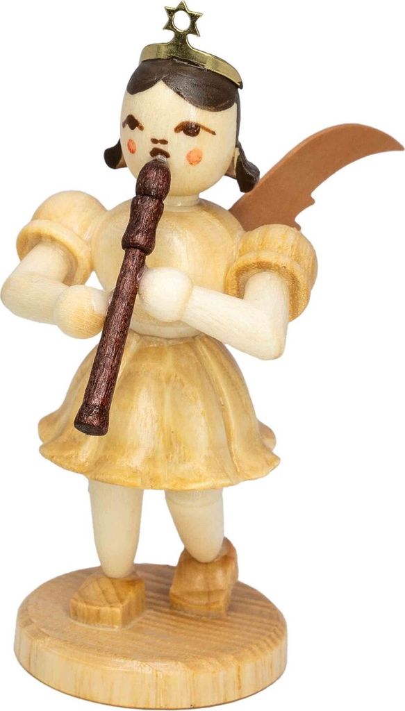 Kurzrockengel mit Blockflöte, natur (6,6cm) von Blank Kunsthandwerk
