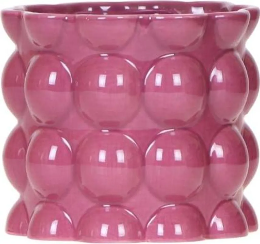 Cache-pot rétro violet brillant Ø12cm au relief bulles audacieux