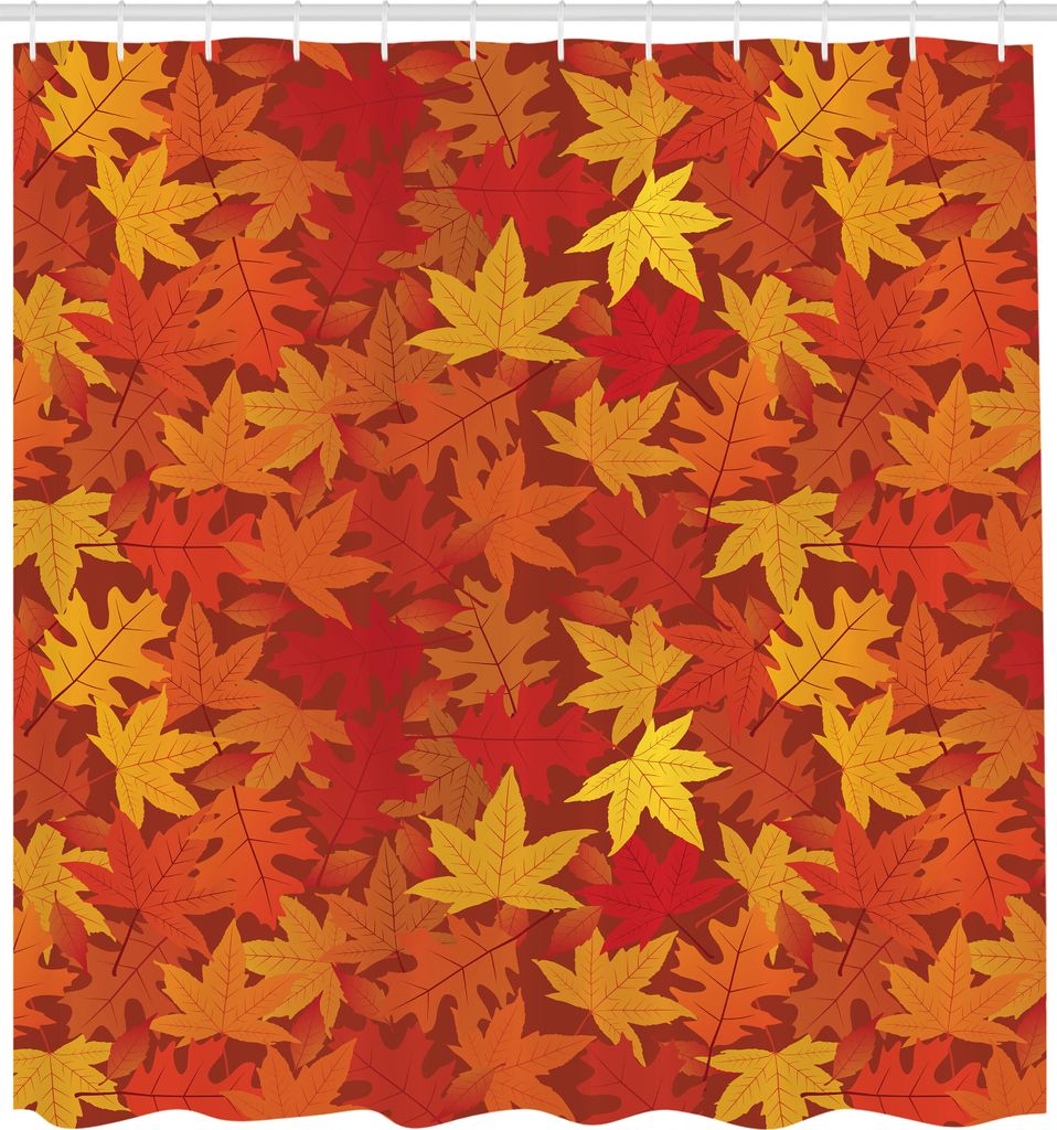 ABAKUHAUS Orange Duschvorhang, Bunte Herbst Herbstsaison Ahornblätter In Den Ungewöhnlichen Entwirft Natur Kunst Druck, Stoffliches Gewebe Badezi...