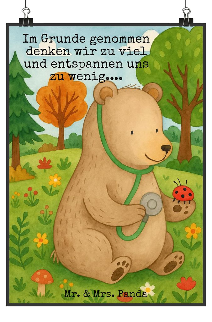 Mr. & Mrs. Panda Bild Bär Arzt Design DIN A4 - Weiß - Geschenk, Plakat, drucke, Doktor, Deko Poster, Ärztin, wanddeko, Doktorin, Professor, Tedd...