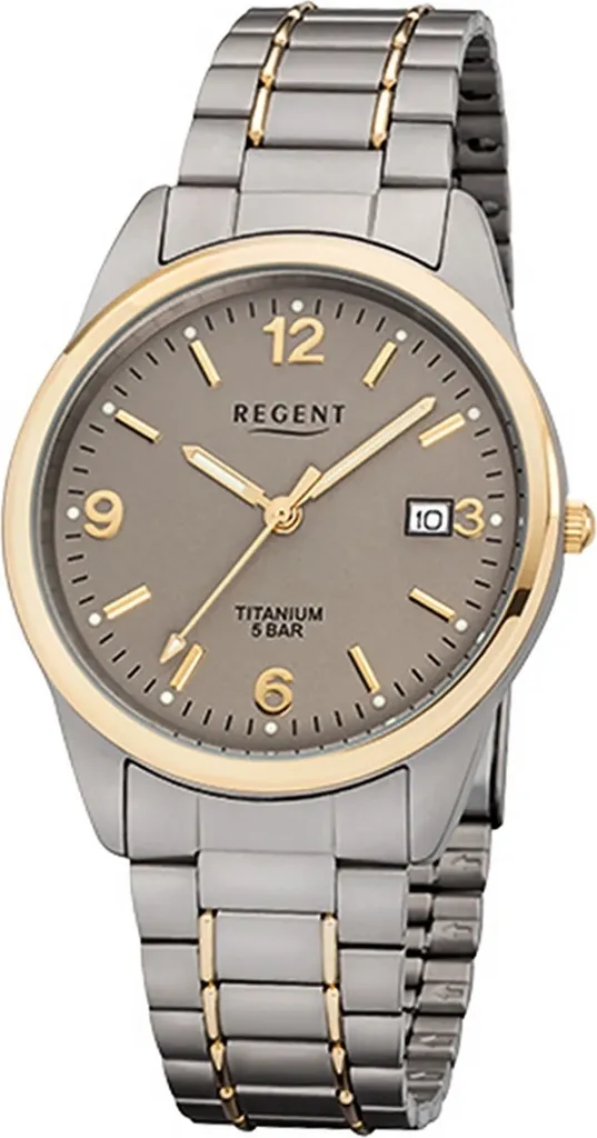 Montre homme Regent bracelet titane robuste et léger cadran analogique gris