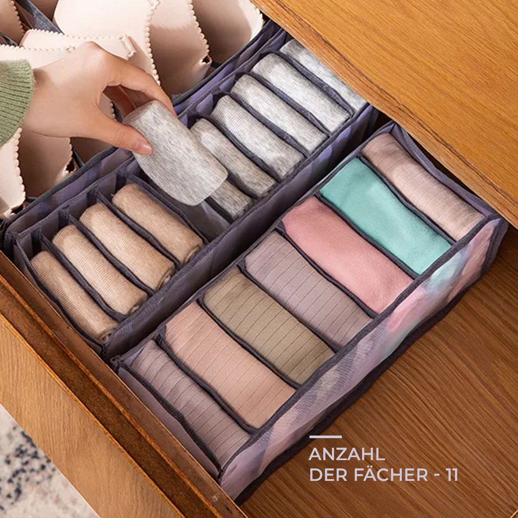 FUNKID Socken-Organizer Faltbar – 24 Fächer, Khaki, Aus Polyester, Für Schubladen