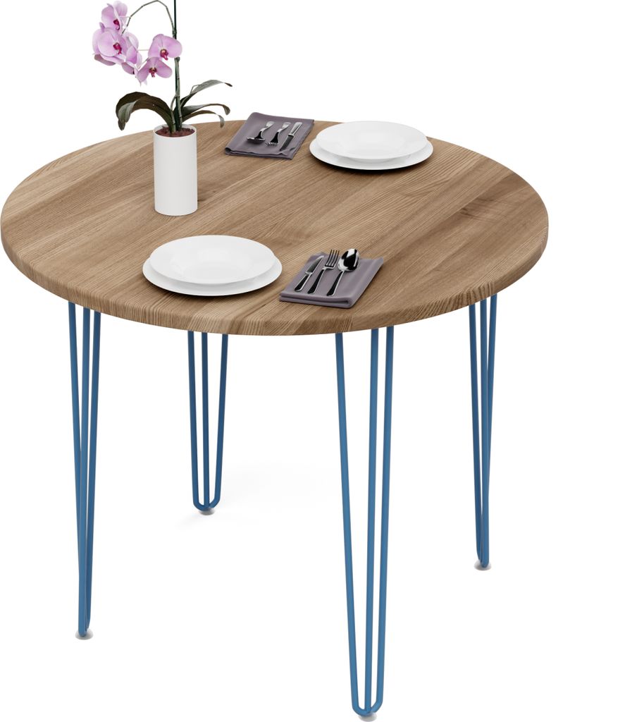 LAMO Manufaktur Esstisch rund 90 cm | Wohnzimmertisch Holz, Runder Tisch | Holztisch für Küche, Esszimmer| Stärke: 28mm, Farbe: Nussbaum, Beine:...