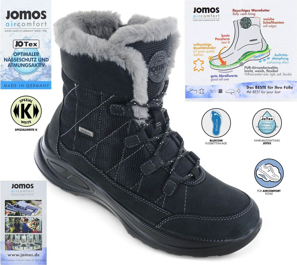JOMOS Jomotion Boots - Damen Winter Stiefel Schuhe Gefüttert Schwarz 860999-566-000 , EU 40 UK 6.5