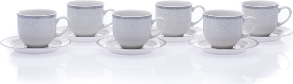 Thun 1794 Espressotassen mit Untertasse, 115 ml, Spitze, grau, Thun, 6 Stück