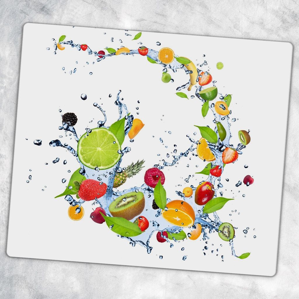 Glas-Herdabdeckplatten Glaskeramikkochfeld-Abdeckung Spritzschutz Glas 60 cm x 52 cm - Obst Splash