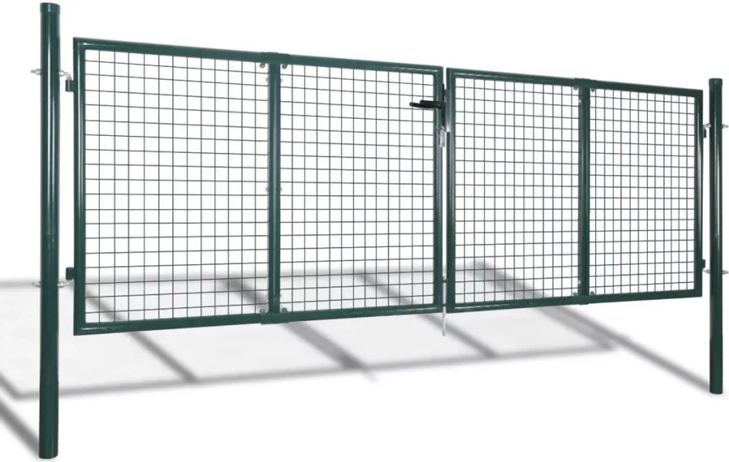 Portail de jardin en acier traité anti-corrosion vert, format 306x175 cm