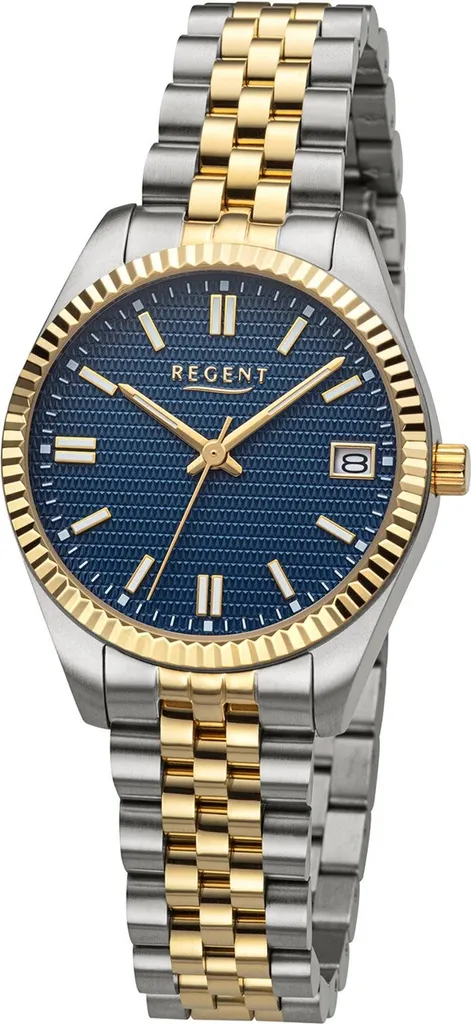 Montre Regent BA-875 Acier Inoxydable Bicolore et Cadran Bleu Soleil