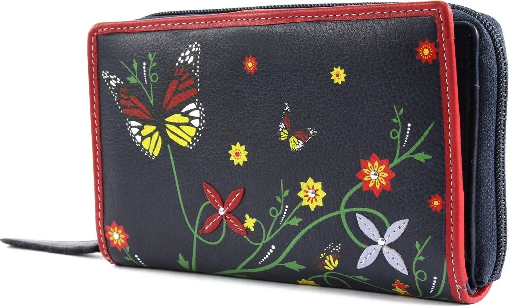 Porte-monnaie bruno banani Butterfly Zip Around Cuir Bleu Multicolore