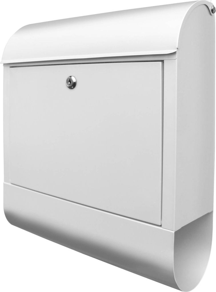 Design Briefkasten Stahl weiß mit Zeitungsfach Produktbild 4