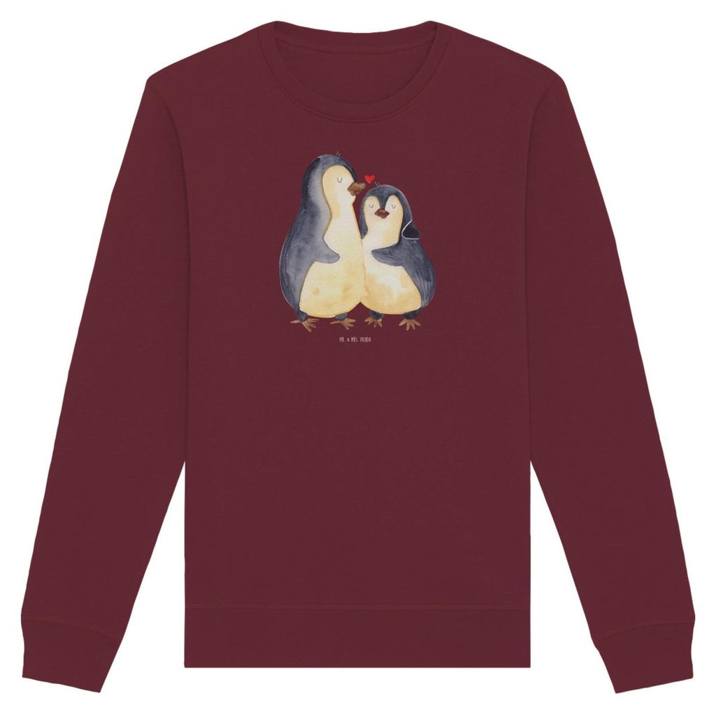 Mr. & Mrs. Panda Rundhals Sweatshirt Pinguine Einschlafen Größe M - Burgundy - Geschenk, Pullover, Hochzeitstag, Bio Baumwoll, Freundin, Valentin...