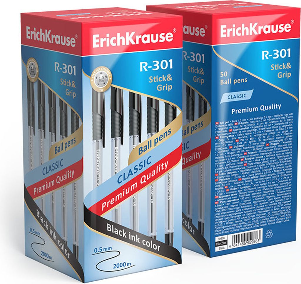Kugelschreiber R-301 Classic 0,5mm mit Gummigriff 50er Pack Schwarz