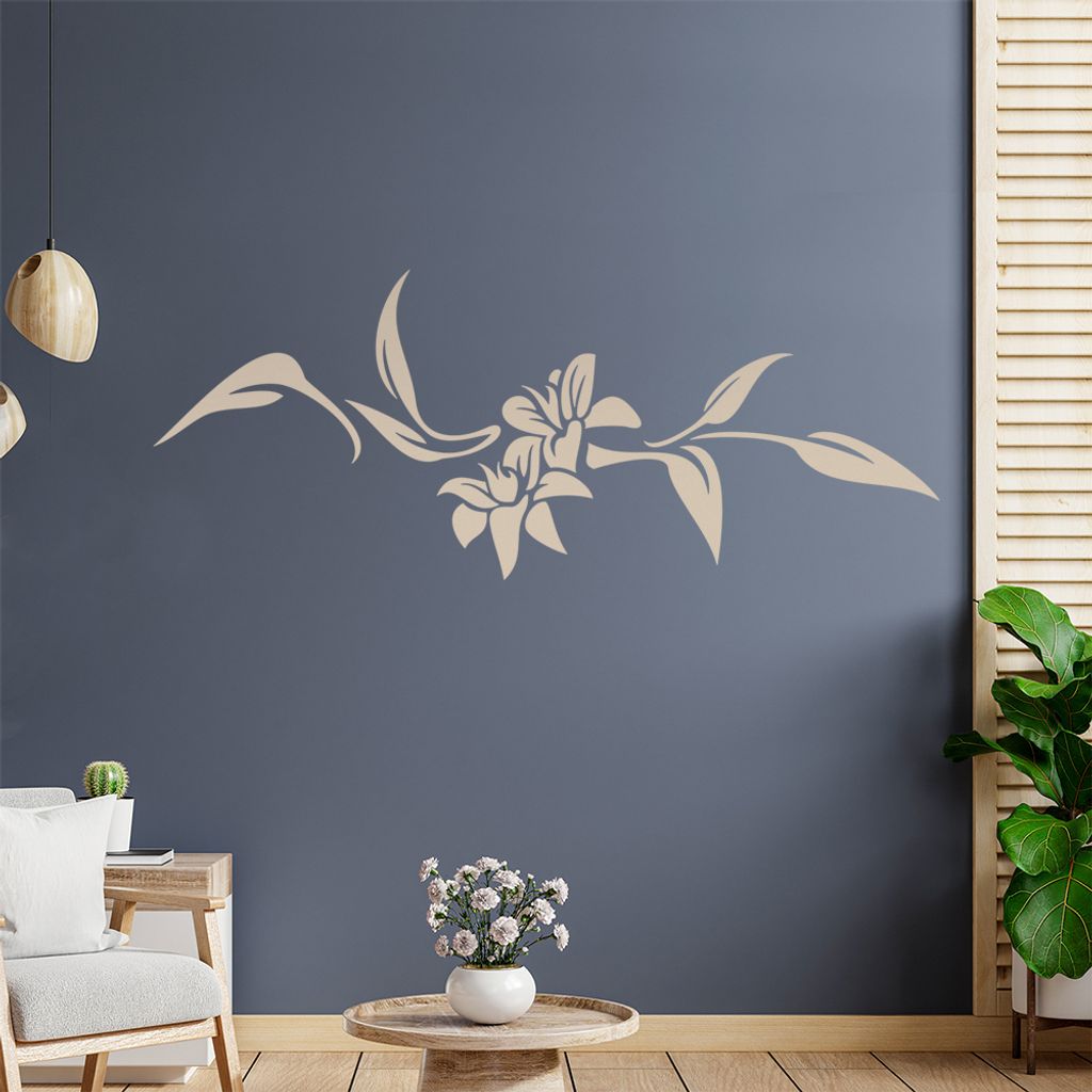 Blumen - Linien Wandtattoo in 6 Größen - Wandaufkleber Wall Sticker - Dekoration, Küche, Wohnzimmer, Schlafzimmer, Badezimmer