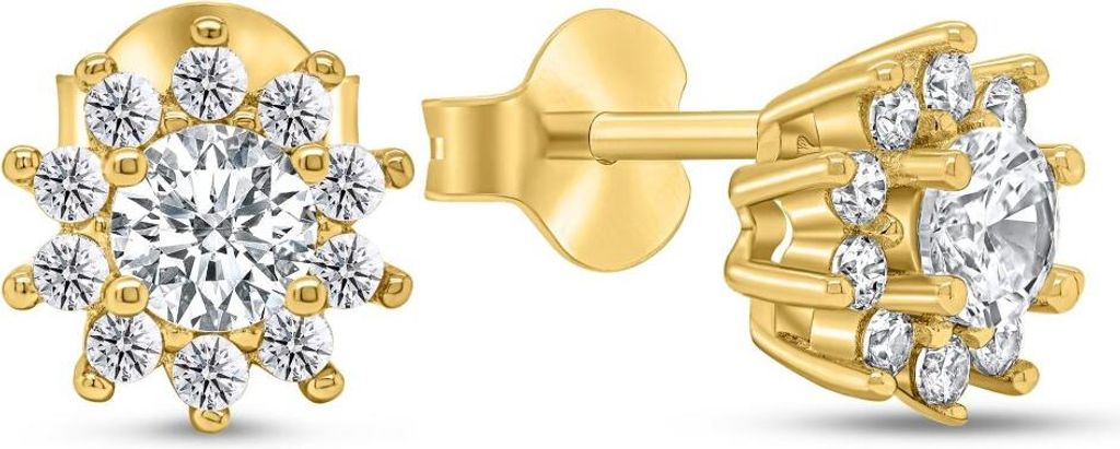 Brilio Silver Glittering Bronze Earrings With Zircons Ea325r