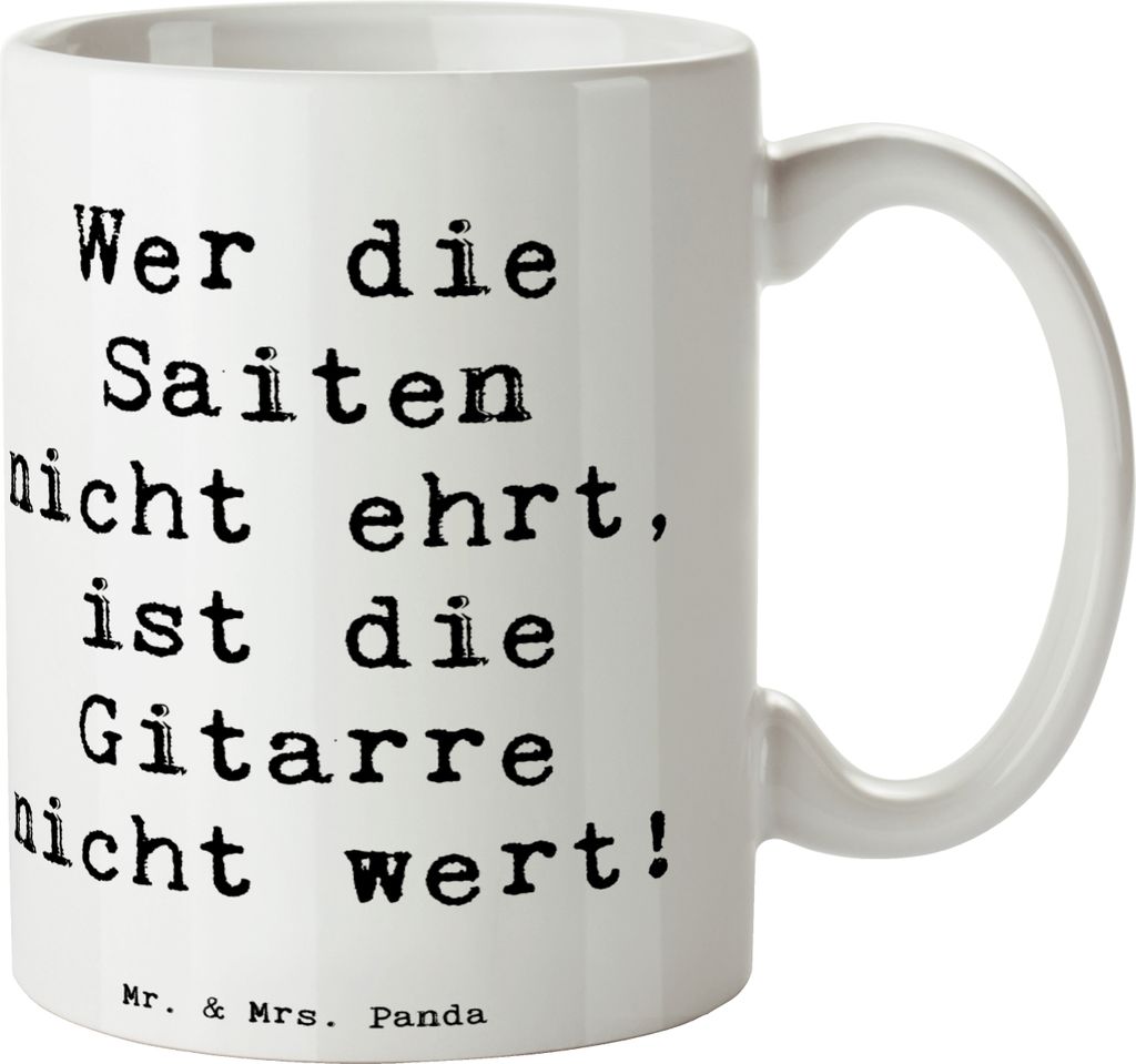 Mr. & Mrs. Panda Kaffeetasse Spruch Gitarre Wert - Weiß - Geschenk, Pott, Musik, Kaffeebecher, Abenteuer, Musiker, Bedruckte Tasse, Elektrisch, In...