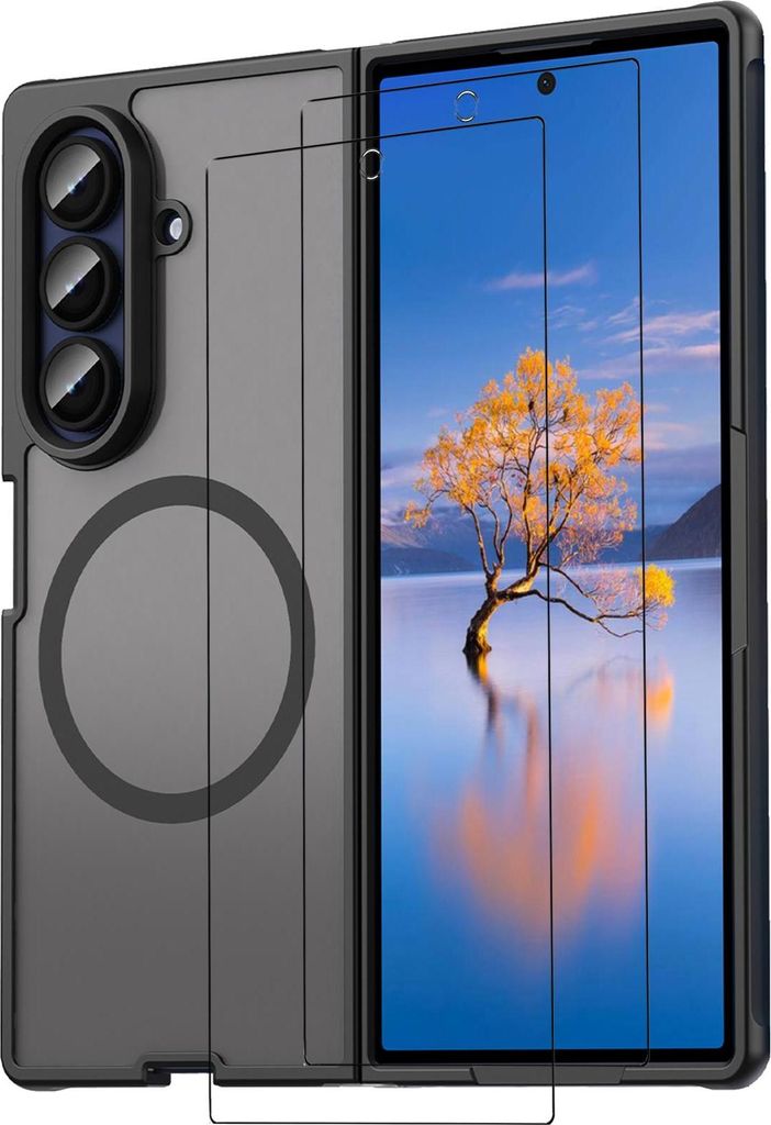2in1 Schutz Cover Set für das Samsung Galaxy Z Fold 7 besteht aus 2x 9H Glas Folie Display Schutzfolie und 1x MagSafe Case Schutzhülle - Hülle i...