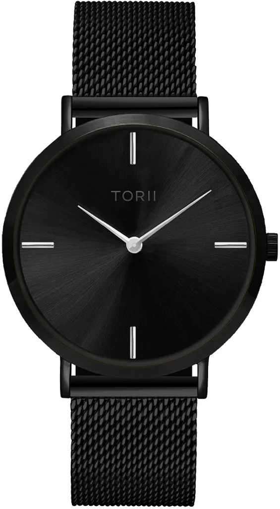 Montre TORII B38BM.BS bracelet noir en maille milanaise style épuré