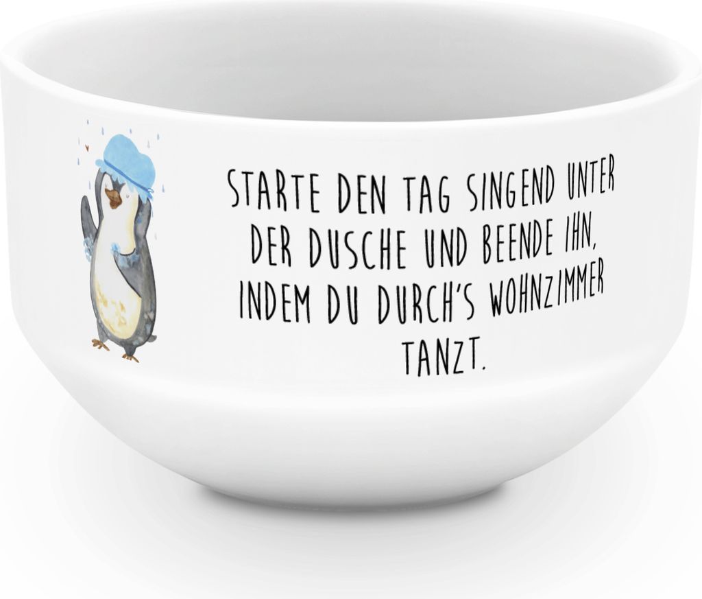 Mr. & Mrs. Panda schale Pinguin Duschen - Weiß - Geschenk, Schüssel, Tanzen, Suppenschüssel, Dusche, Singen, salatschälchen, Dessertschüssel, ...