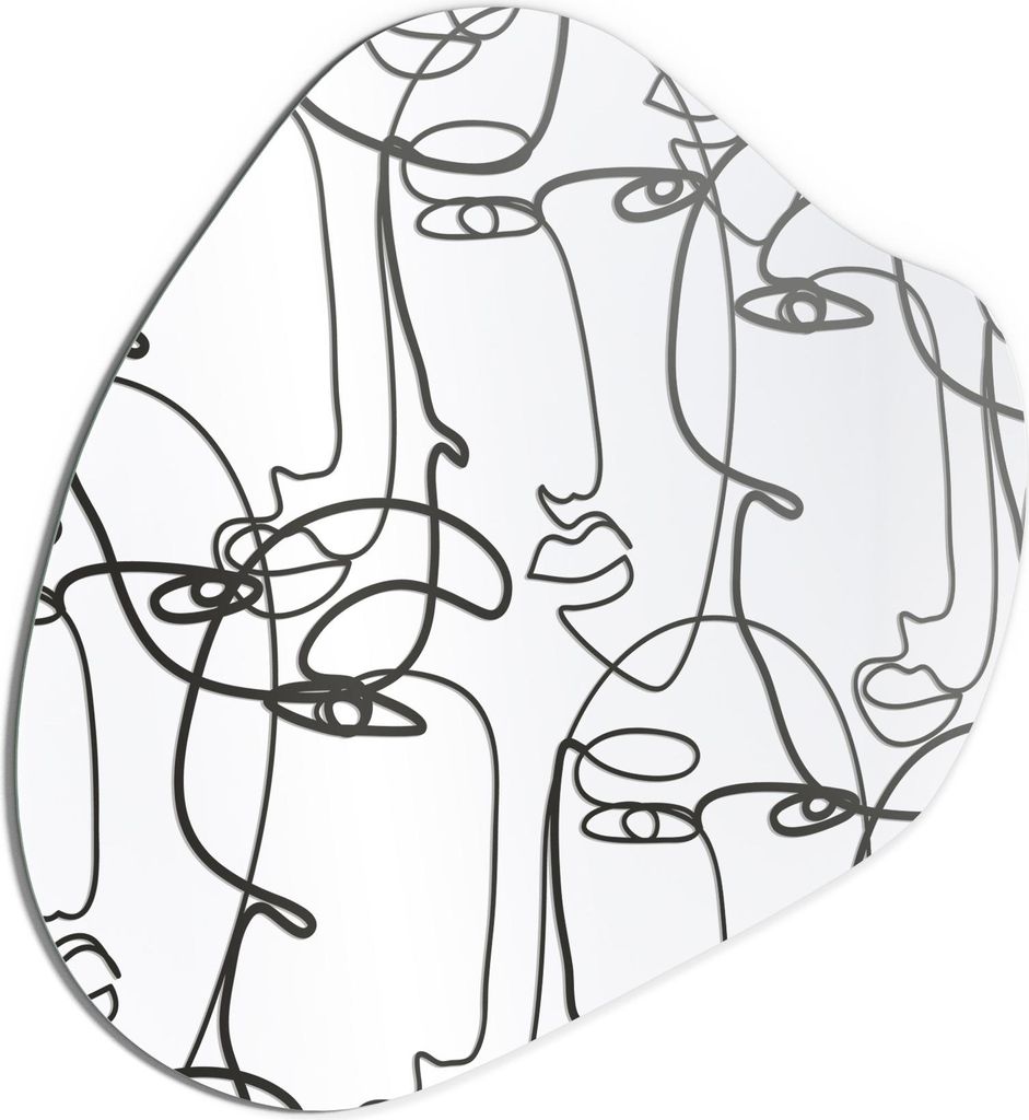 DEQORI Wandspiegel Organisch 90,5x82,3 cm 'Linien formen Gesichter' Spiegel Badspiegel