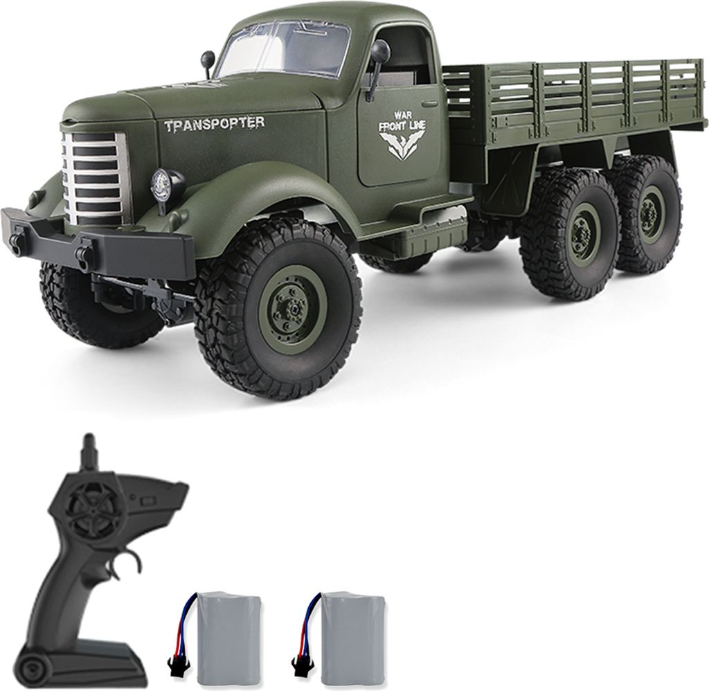 Ferngesteuertes Auto, 6WD-Hochgeschwindigkeits-Elektrospielzeug-LKW fuer Jungen, 2,4 GHz ferngesteuertes Gelaendefahrzeug mit Scheinwerfern, 2 Batt...