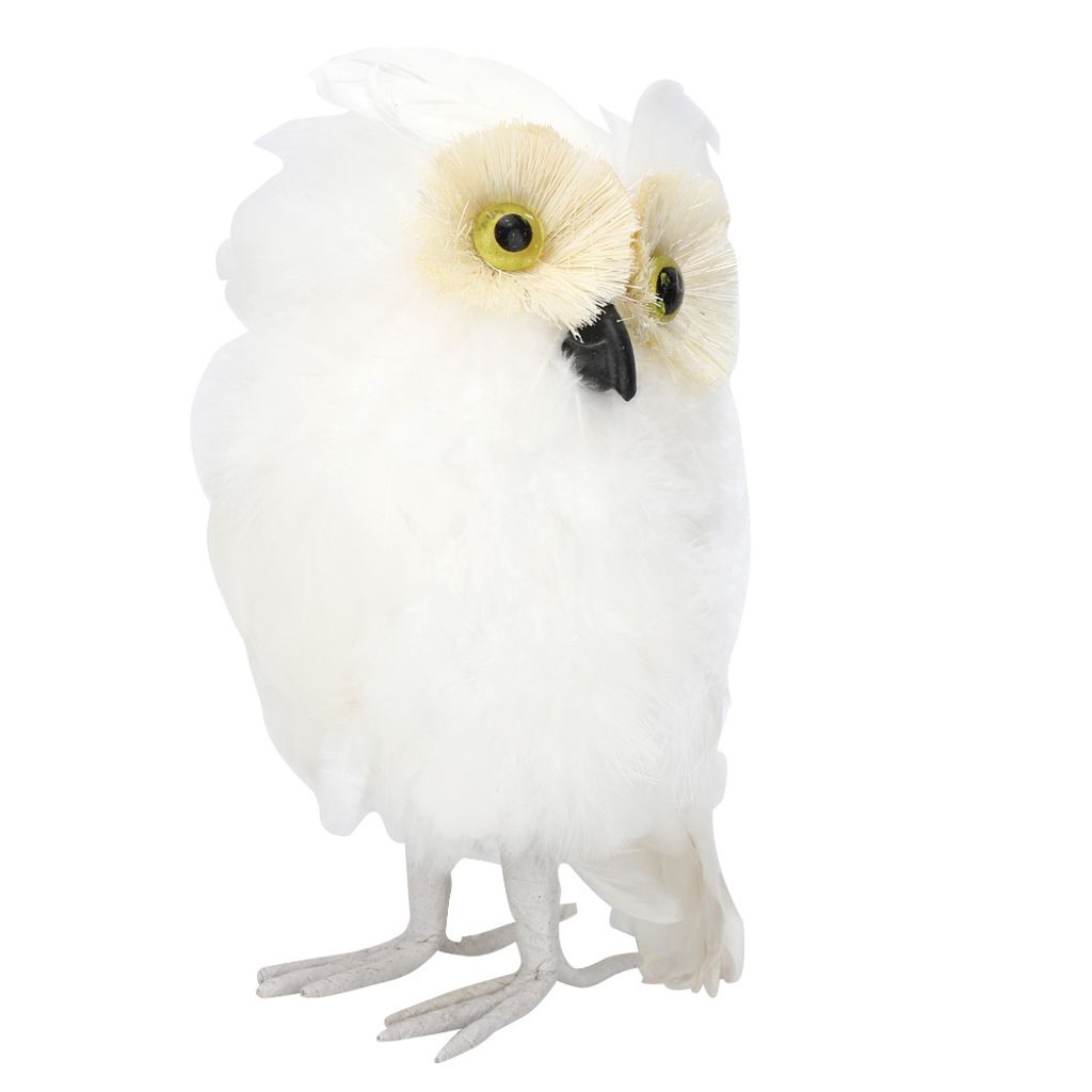 Künstliche Eulen-Vogelfigur aus weißem Schaumstoff, naturgetreue Federn, DIY-Bastelidee für Hochzeiten, Haus, Garten und Partys