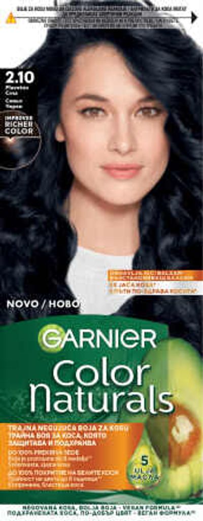 Garnier Color Nat Haarfarbe 2.10 Noir Bleu, hochpigmentiert, langanhaltend mit hervorragender Grauabdeckung
